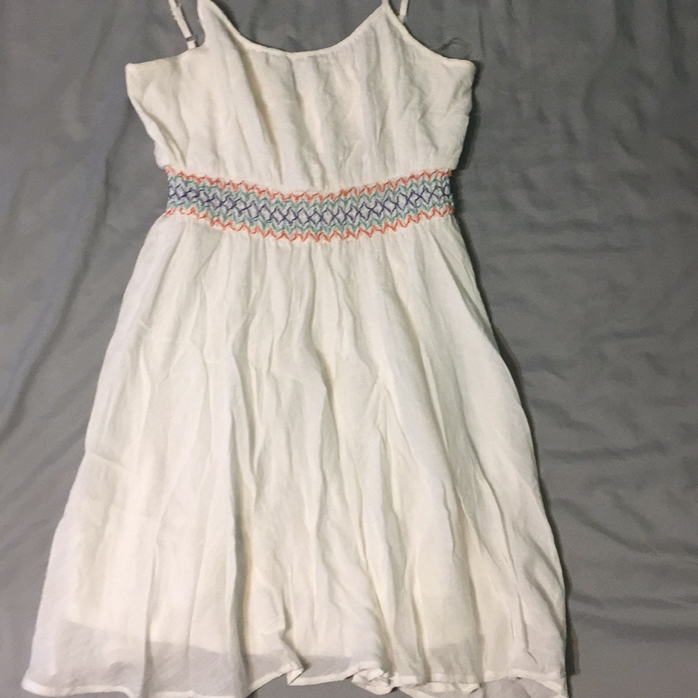 White dress with colored stripes